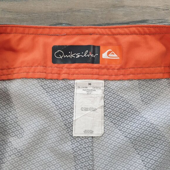 Quiksilver Men Gray Camo Board Shorts Size 36 Drawstring Pocket Swim Beach Surf - Picture 4 of 7